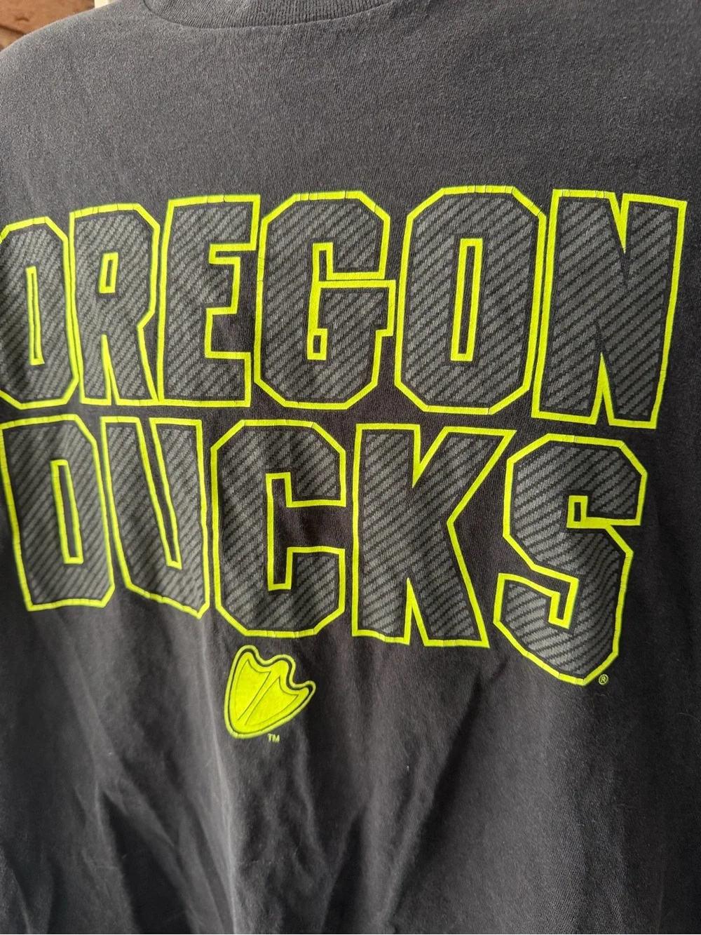 Champs Black Short-Sleeve Tee with Neon Yellow Oregon Ducks Graphic